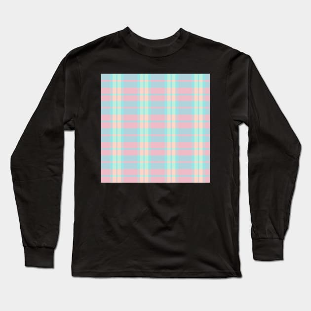 Pastel Aesthetic Daviana 1 Hand Drawn Textured Plaid Pattern Long Sleeve T-Shirt by GenAumonier